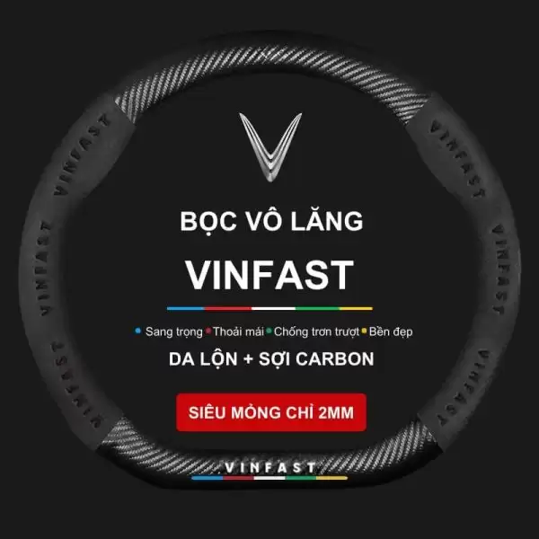 BỌC VÔ LĂNG XE VINFAST CHẤT LIỆU DA LỘN & SỢI CARBON CAO CẤP, CHÍNH HÃNG