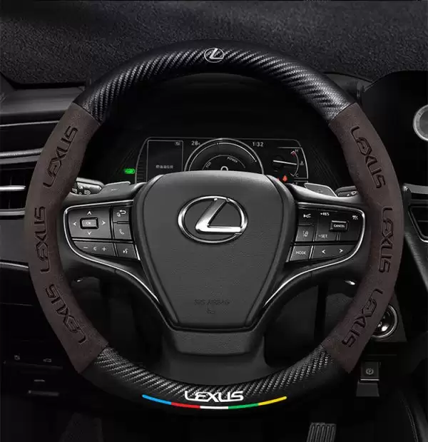 Bọc vô lăng xe ô tô Lexus ES da lộn sợi Carbon cao cấp