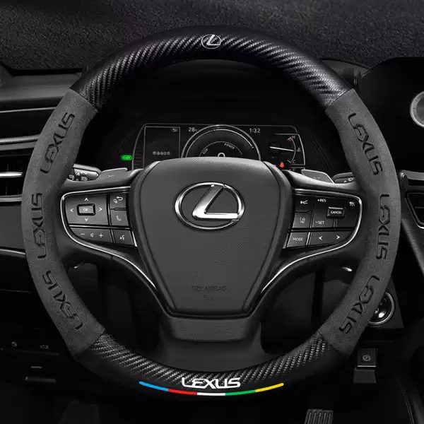 Bọc vô lăng xe ô tô Lexus ES da lộn sợi Carbon cao cấp