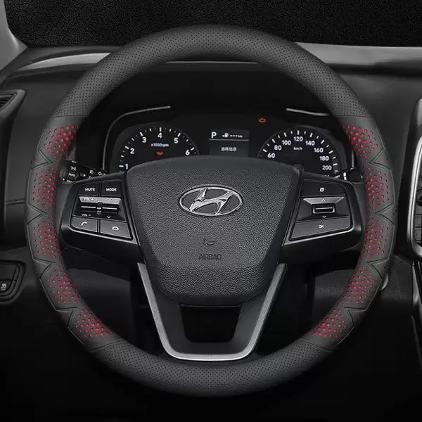 BỌC VÔ LĂNG XE HYUNDAI CHẤT LIỆU DA LỘN 3D & SỢI CARBON CAO CẤP, CHÍNH HÃNG